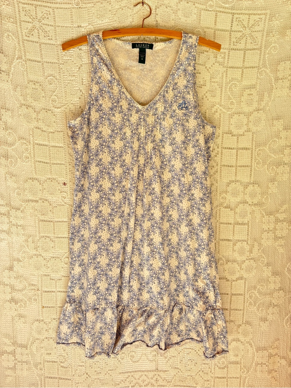 Lauren Ralph Lauren Lavender and White Floral Night Chemise